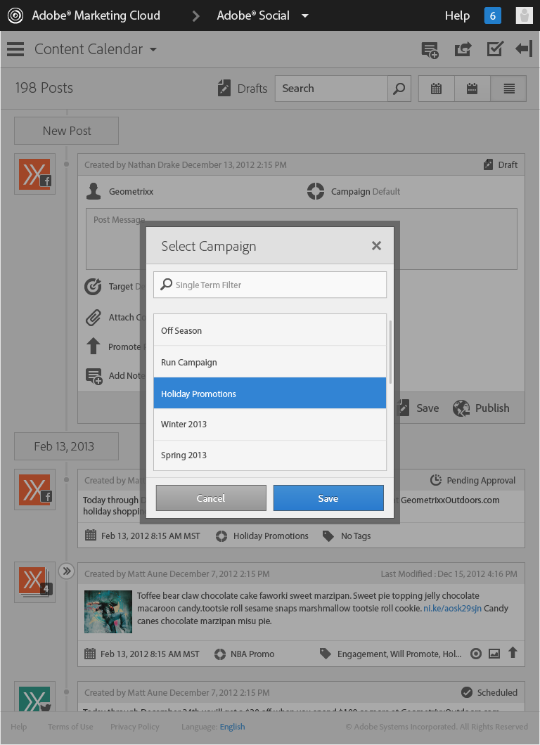 Content Calendar Campaigns