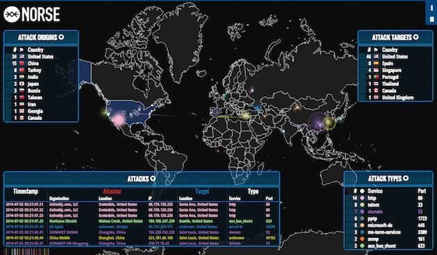 Norse ipviking mappa attacchi hacker in tempo reale 3