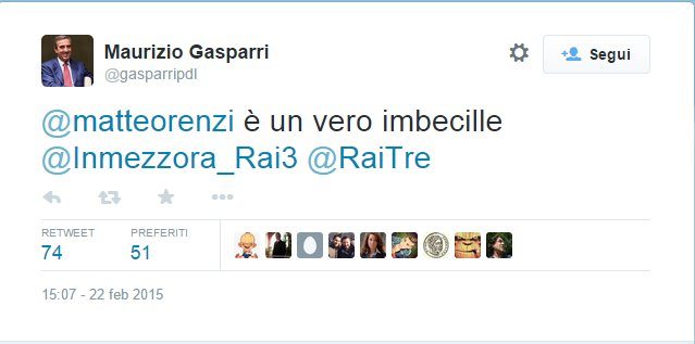 Gasparri contro Renzi, il tweet della discordia