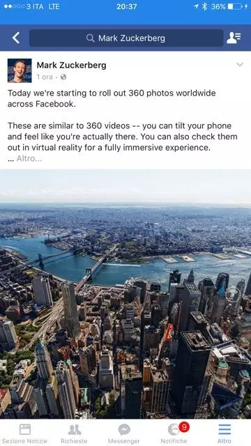 Facebook lancia le nuove foto a 360 gradi