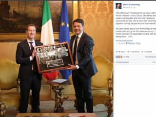 Mark Zuckerberg incontra Renzi