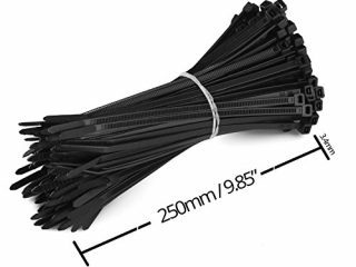 mutecpower fascette per cablaggio lunghe 25cm nero e bianco 200 pack in nylon