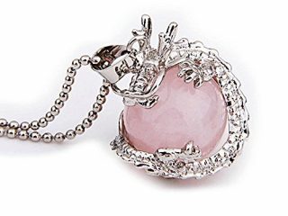 skyllc collana con pendente quarzo rosa drago mm 16 offerta