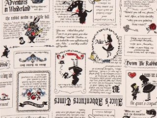 tessuto bianco panna alice nel paese delle meraviglie giornale laminato lecien