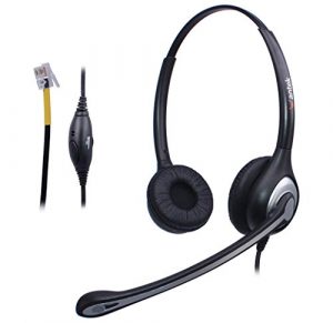 cuffie telefono fisso binaurale con microfono a cancellazione del rumore e