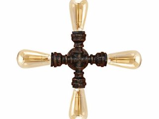 lingkai industriale quattro luce tubo idraulico tubo sconce in bronzo antico