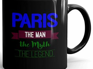 paris coffee mug tazza nera personalizzata con nome the man the myth the