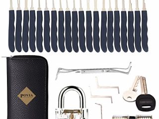 povia set fabbro kit da 24 grimaldelli lock picking con 2 trasparente