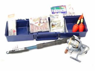 kit attrezzatura pesca dynasun firefox mp500 con canna mulinello box spoletta