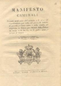 manifesto camerale portante notificanza dellaumento a ll 16 e 18