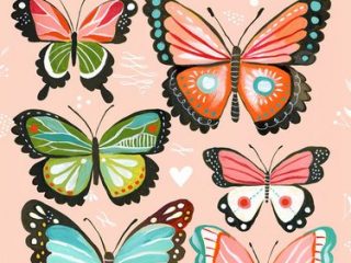 wheatpaste art collective canvas wall art rosa farfalle di katie daisy 18da