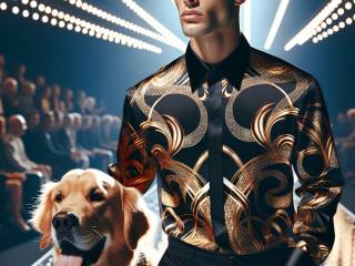 Fedez sfila da Versace in camicia simile al cane Silvio durante il diss.