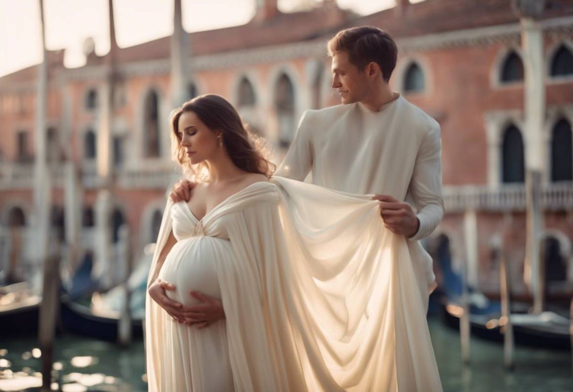 Abito da sposa di Olivia Testa: eleganza con mantello in velluto a Venezia