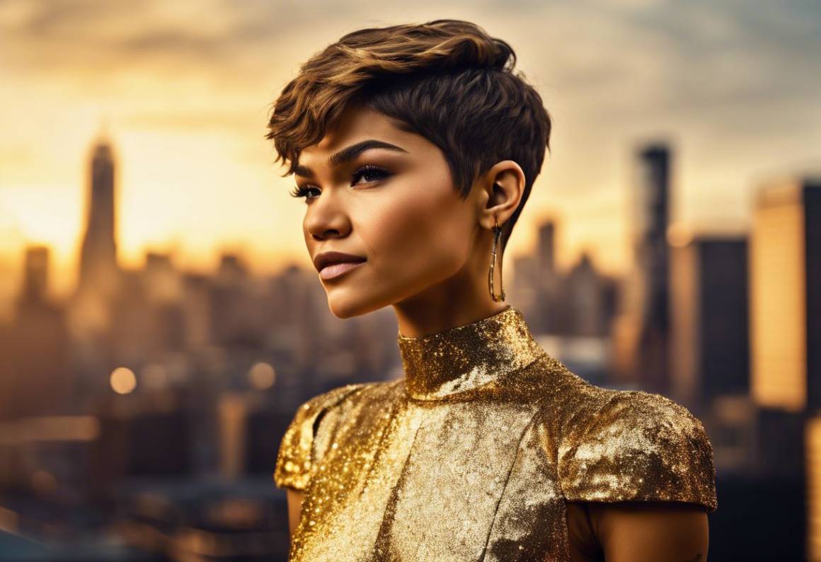 Beauty look di Zendaya: copia il pixie e bun per un tocco furbo