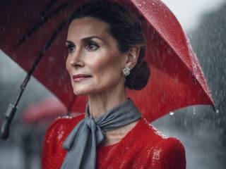 Letizia di Spagna incanta con un abito rosso sotto la pioggia