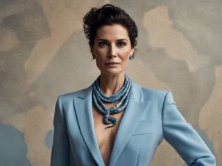 Luisa Ranieri in tailleur oversize omaggia Napoli all'anteprima di Parthenope