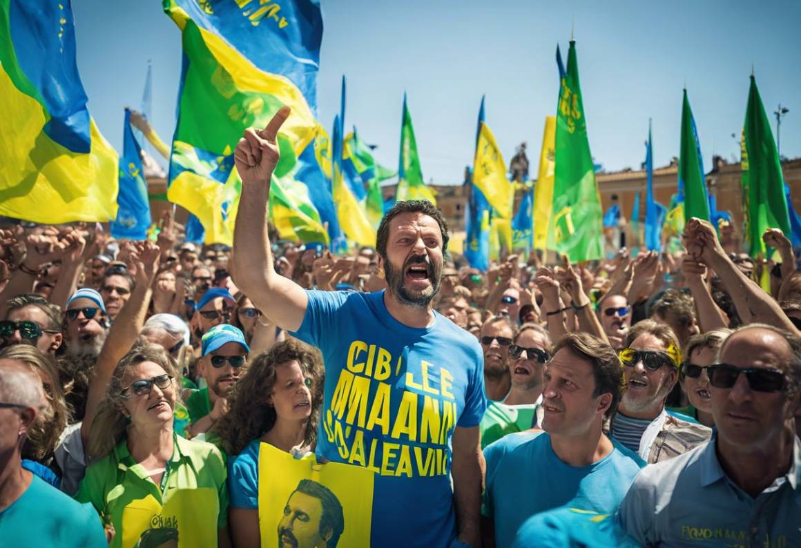 Pontida, slogan in piazza: 'Italia non è una', 'giù le mani da Salvini'