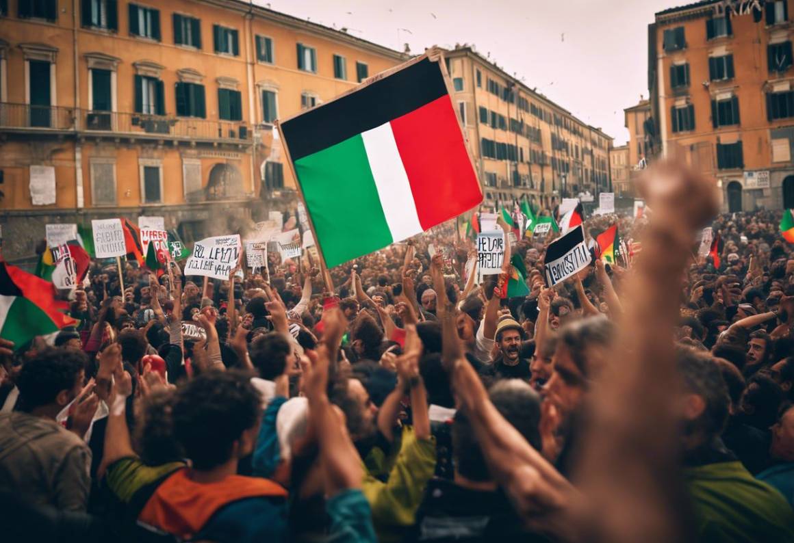 Protesta a Roma: slogan controversi su Meloni e Israele in iniziativa pro Pal