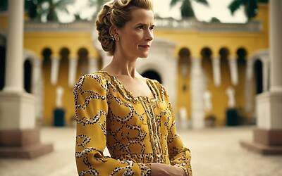 Regina Mary di Danimarca in Brasile con abito etnico a cuori scintillanti