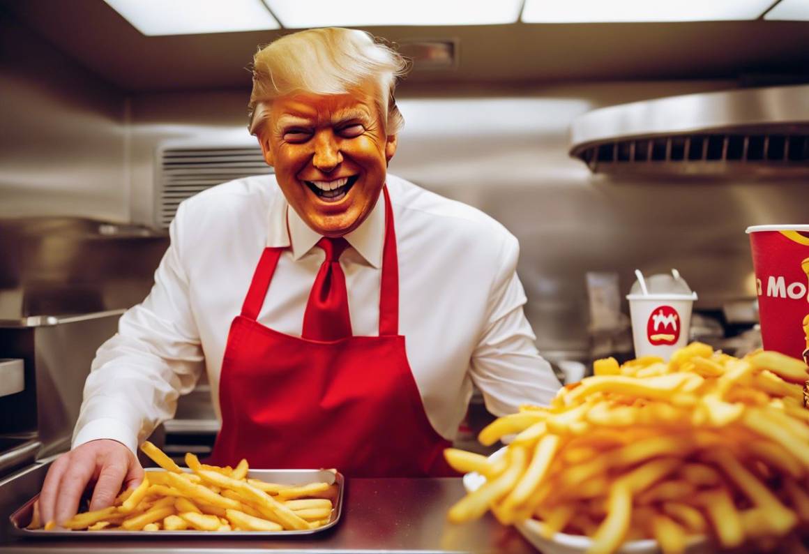 Trump serve patatine fritte a un McDonald's in Pennsylvania per provocare Harris