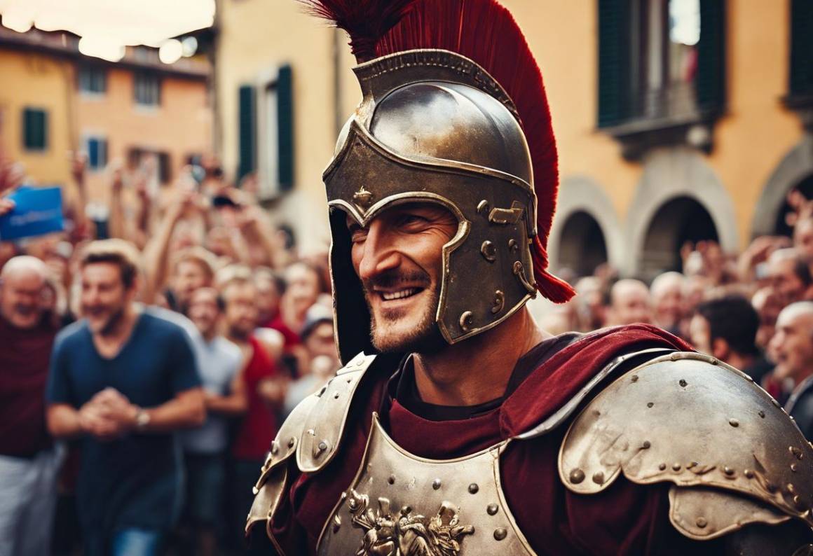 Francesco Totti sorprende al Lucca Comics in costume da gladiatore e fa impazzire tutti