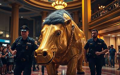 Tapiro gigante a Sassuolo, intervento dei carabinieri per spostarlo da teatro