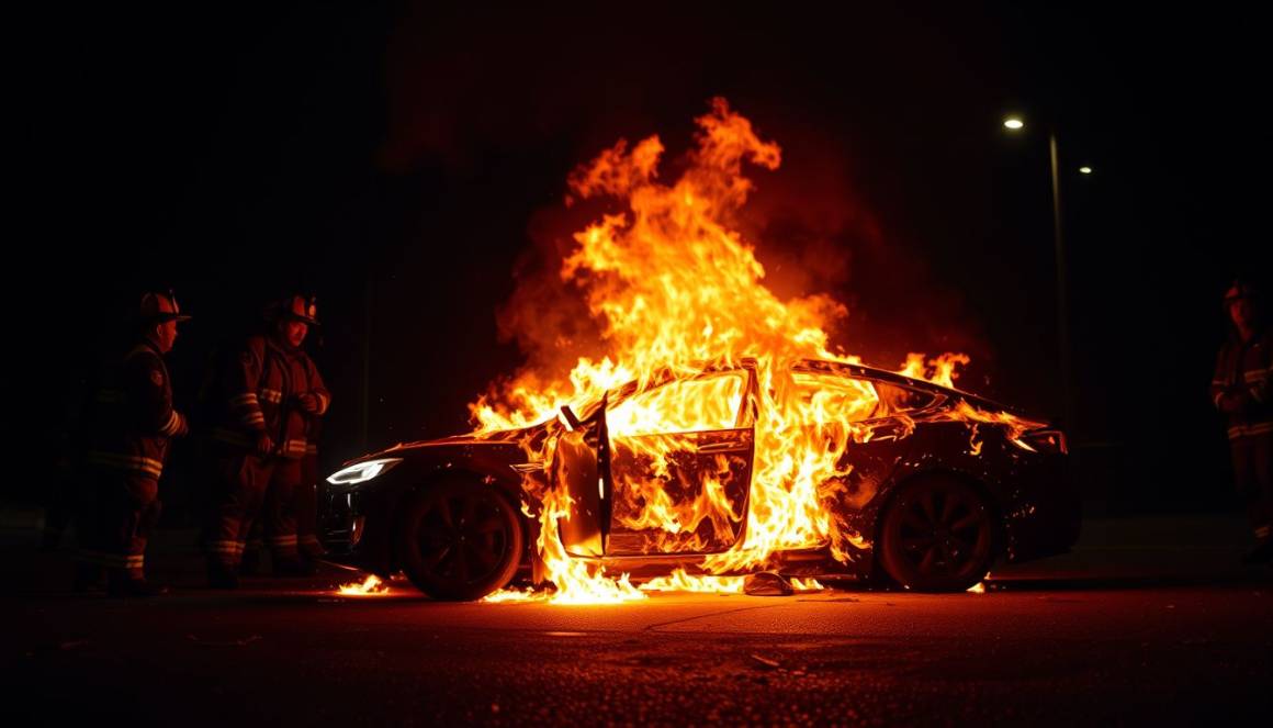 Tesla coinvolta in tragico incendio: 4 giovani vittime intrappolati nel veicolo