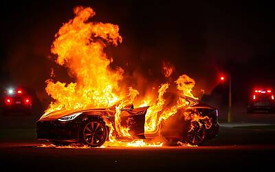 Tesla in incendio fatale: 4 giovani perdono la vita intrappolati nel veicolo