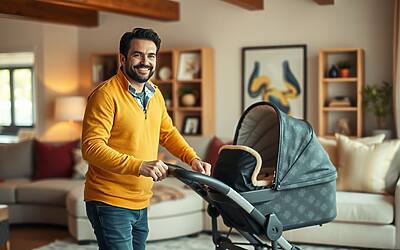 Fabrizio Corona mostra le sue abilità di papà bis con il passeggino a casa