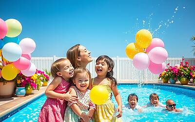 Wanda Nara e L-Gante si divertono in piscina con i figli al party estivo