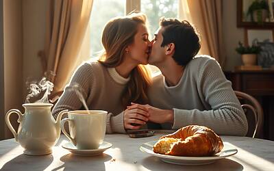 Gemma Arcangelo e i baci appassionati: l'amore travolgente a colazione