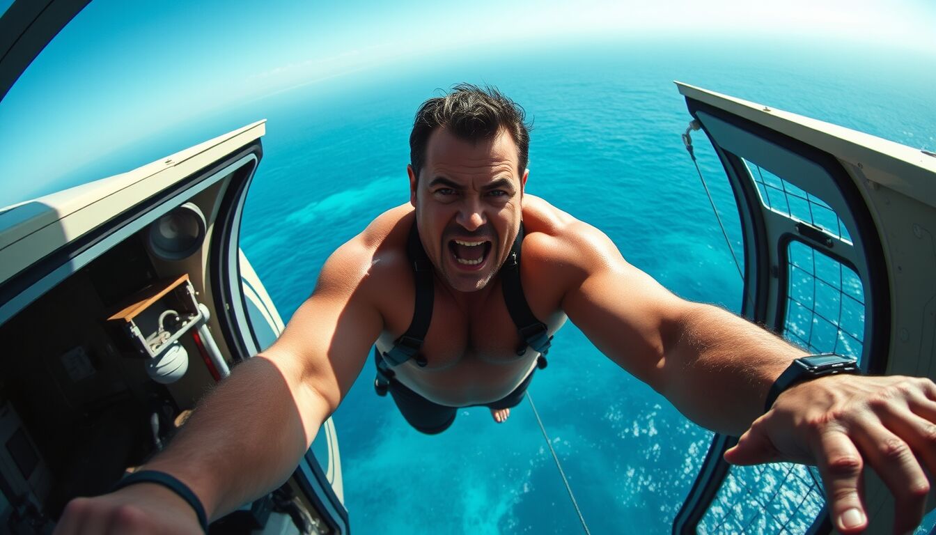 Mario Adinolfi protagonista del tuffo dall’elicottero sfida i social con i suoi 200 kg di peso