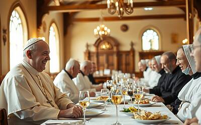 Papa Francesco celebra messa straordinaria e condivide pranzo speciale con comunità agostiniana