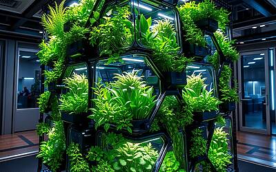 Fattoria verticale robotica innovativa con design modulare ispirato al Cubo di Rubik per coltivazioni efficienti