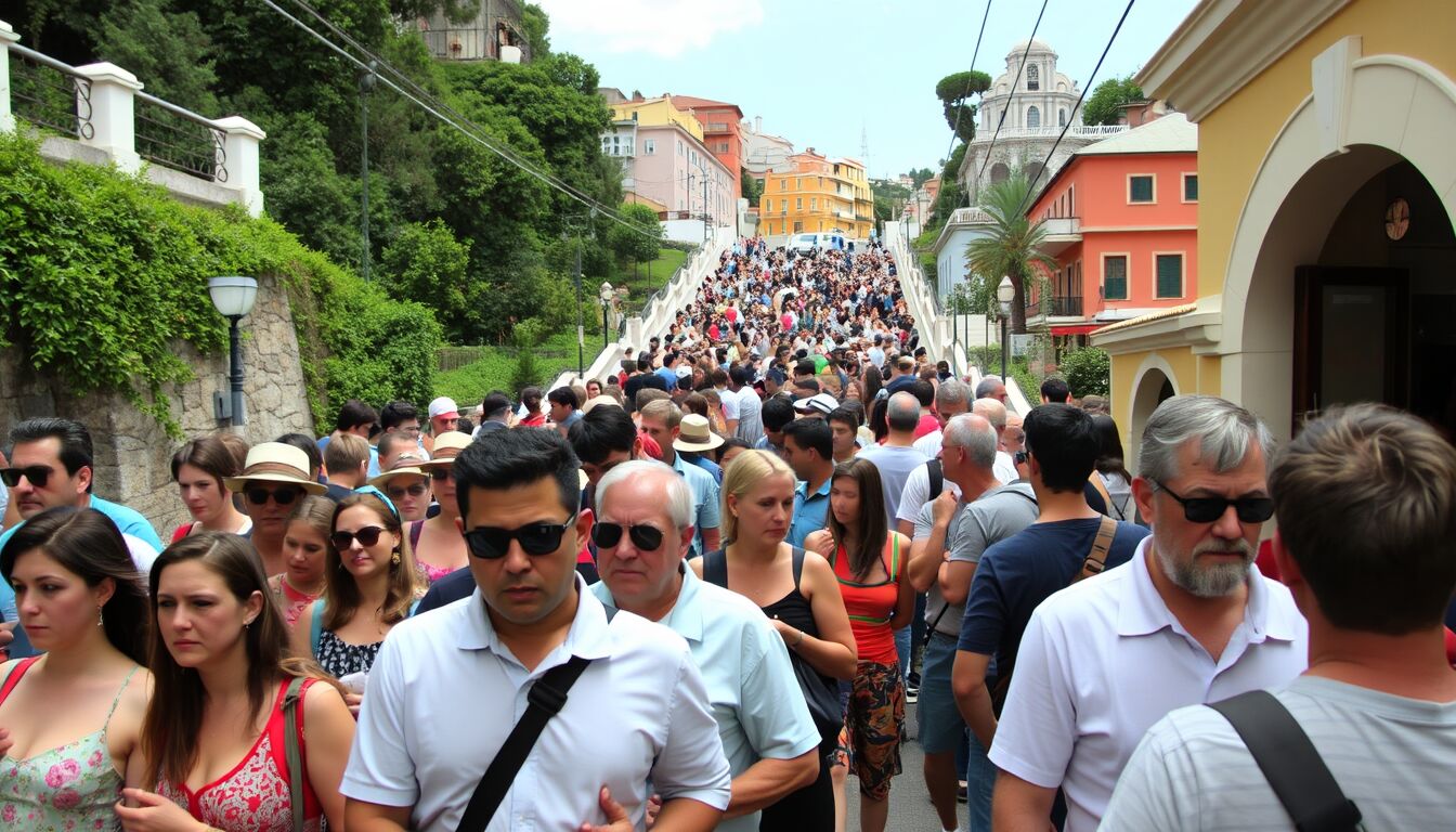 Capri traffico intenso e lunghe code alla funicolare durante l’affollata stagione turistica estiva
