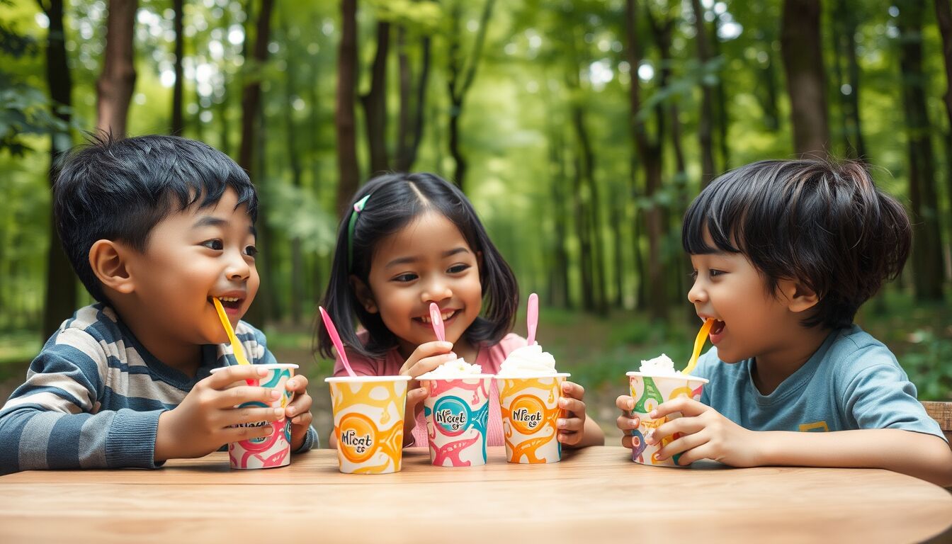 Famiglia nel bosco: genitori e bambini affrontano prova del gelato con cucchiaini usa e getta e conseguenze sorprendenti
