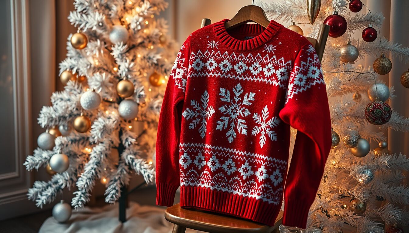 Meloni maglione natalizio auguri: scritta ironica e albero bianco e oro spiegati in dettaglio