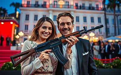 Jessica Moretti armata con Sacha Baron Cohen al Festival di Cannes per la promozione di The Dictator