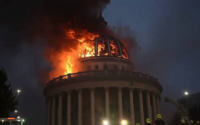 Napoli, incendio devasta cupola del Teatro Sannazaro in via Chiaia