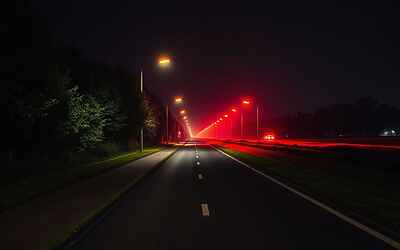Danimarca sperimenta luci rosse notturne sulle strade per ridurre inquinamento luminoso e consumi energetici