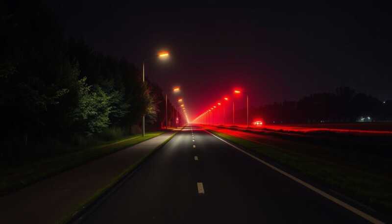 Danimarca sperimenta luci rosse notturne sulle strade per ridurre inquinamento luminoso e consumi energetici