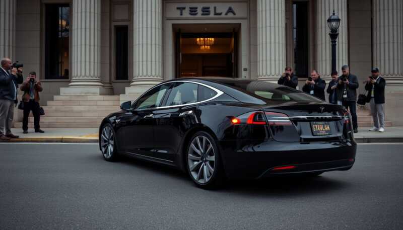 Elon Musk sorprende i cronisti al processo con una Tesla esca e l’arrivo in suv blindato