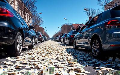 Lecce travolta da una cascata di banconote in circonvallazione traffico in tilt e folla in strada