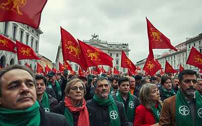 Lega raduna centinaia di militanti a Pontida per l’ultimo saluto a Umberto Bossi