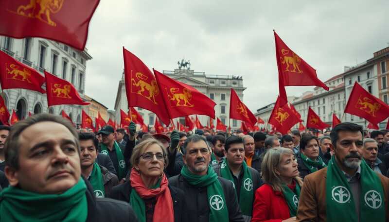 Lega raduna centinaia di militanti a Pontida per l’ultimo saluto a Umberto Bossi