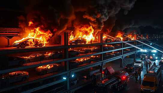 BYD incendio di vasta portata devasta parcheggio con auto elettriche e prototipi a Shenzhen
