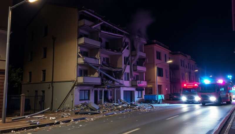 Esplosione in appartamento fa crollare tetto e facciata, persone coinvolte ricoverate in gravi condizioni
