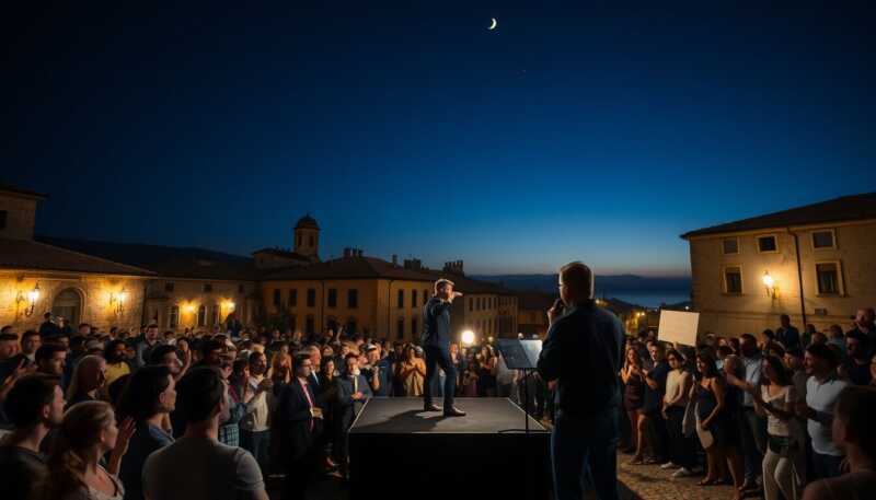 Fabrizio Corona porta Falsissimo live in Toscana e infiamma le polemiche