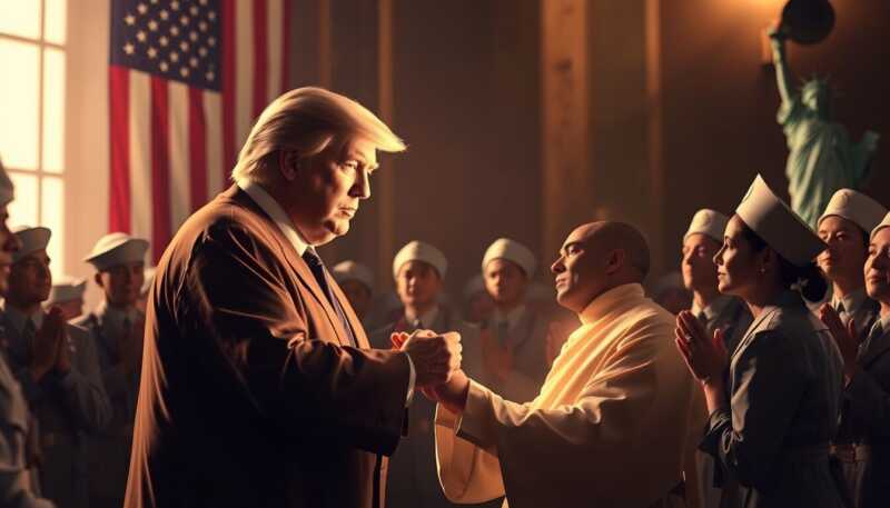Trump ritratto come figura messianica in un’immagine AI virale che divide fedeli e opinione pubblica