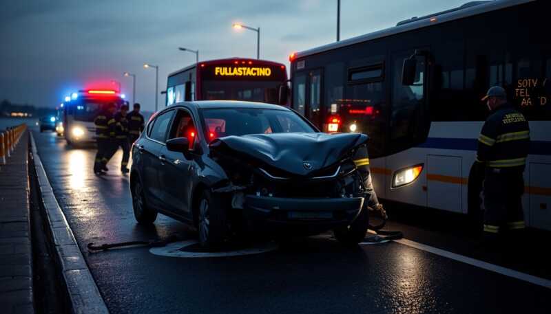Veneziano scontro tra bus e auto provoca un morto e cinque feriti gravissimi su strada regionale